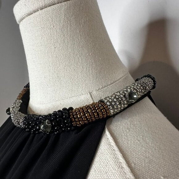 Coco Bianco Black Beaded Halter Top Womens S Glam Cocktail Formal Dressy Sexy - Picture 10 of 14
